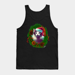 Cat in Christmas wreath Tank Top